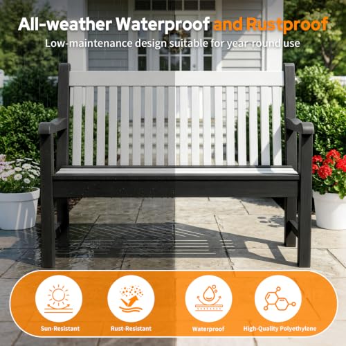 2 Person Outdoor Bench with 700 Lbs Weight Capacity (Dark Grey)