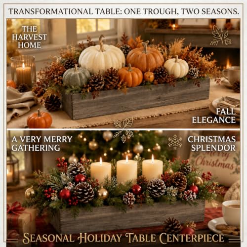 12 Set Wood Boxes for Centerpieces 16x4 Inch Rectangle Wooden Planter Box Rustic Wooden Planters with Removable Plastic Liner Floral Foam Blocks for Christmas Wedding Home Garden Decor (16 x 4 Inch / Brown)