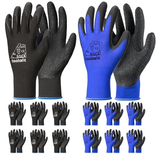 Crinkle Latex Work Gloves (X-Large / Black & Blue)