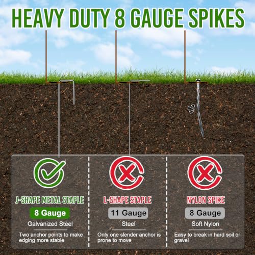 Landscape Edging 4 Inch Tall 20FT with 30Pcs Metal Spikes (Brown / 20FT)