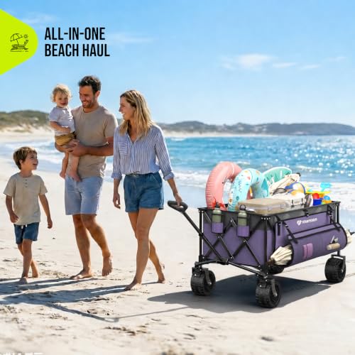 48'' Extra Large Collapsible Wagon with Big Wheels (Purple)
