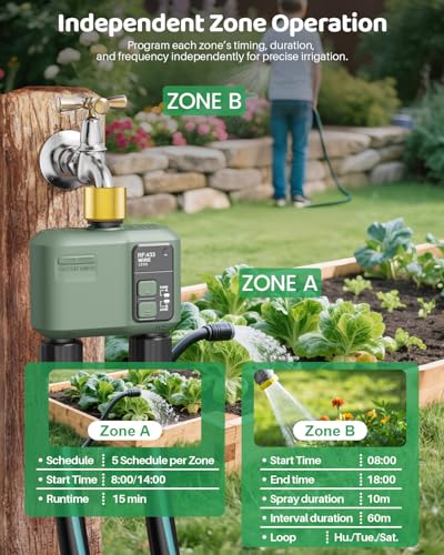 WiFi Water Timer 2 Zone for Garden Hose (2 Outlet In)