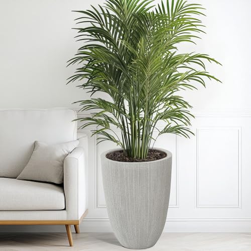 19" Mediterranean Beige Resin Tall Planters with Fluted Texture (19"h-mediterranean Beige)