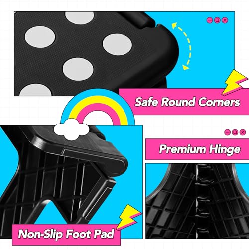 Folding Step Stool 11 inch 2 Pack (Black / 11 Inch-2 Pack)