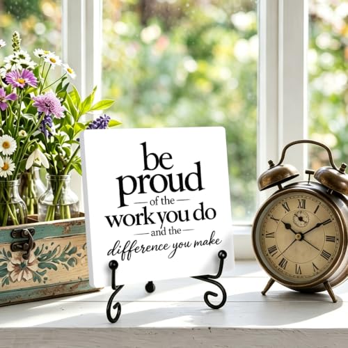 Motivational Quote for Home Office Book Shelf Table Decor 6.3x6.3 Inch 06 (Multicolor 1705 / Wooden sign with iron frame（6.3 x 6.3 inches）)