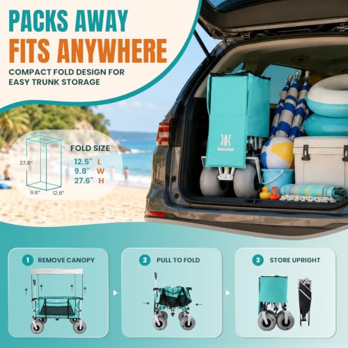 Beach Wagon with Big Balloon Wheels for Sand (Light Blue / 200L)