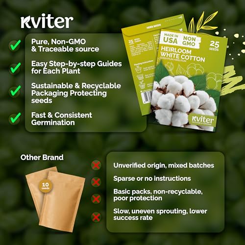 25 White Cotton Seeds for Planting