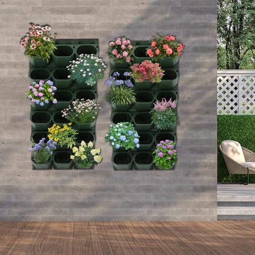 Vertical Wall Planter with 36 Pots (Army Green / 36 Pots)