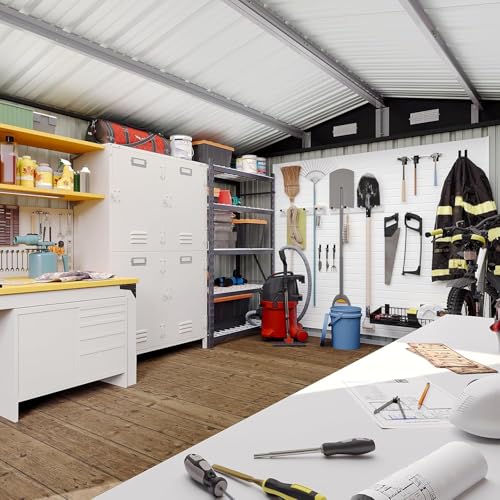 10 x 12FT Outdoor Storage Shed with Double Hinged Large Door (Black / 10'x12')