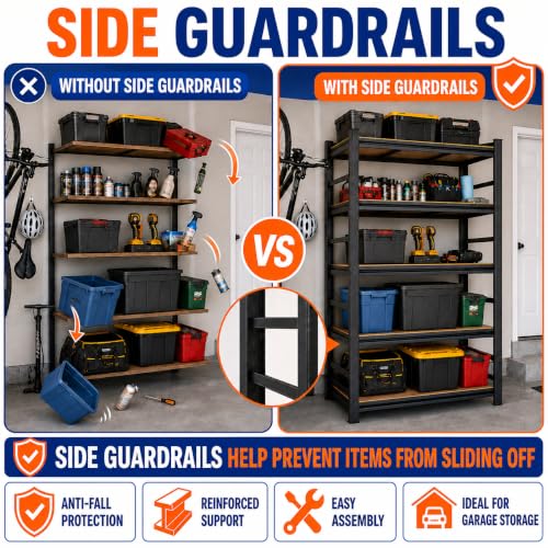 Garage Shelving (Wooden-5TIER 63"H×28"W×12"D)