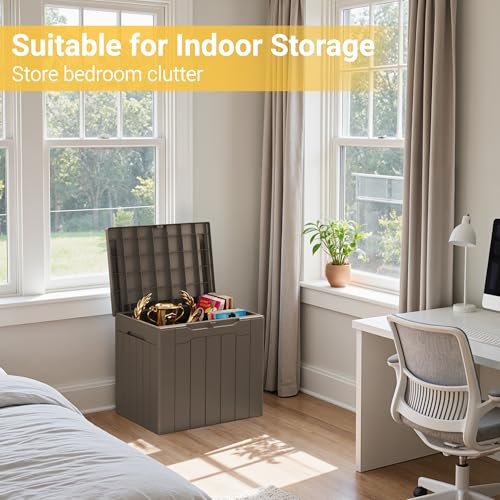 Outdoor Storage Box 31 Gallon Storage Box with Lid for Patio Furniture (31 Gallon / Dark Brown)
