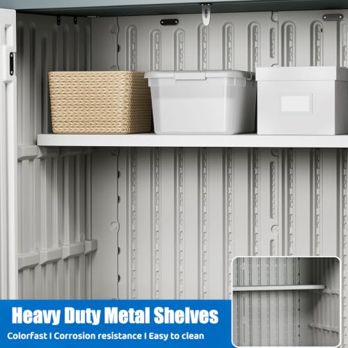 35 Cuft Outdoor Storage Shed with 2 Shelves (White / 35 Cuft/2 Shelves)
