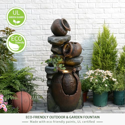 Outdoor Garden Water Fountain for Garden 38.4" H (Stone - 38.4 Inch)