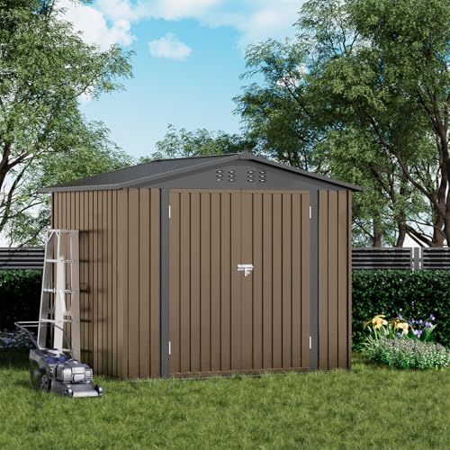 Shed Outdoor Storage Shed Metal (Brown / 8'*6')