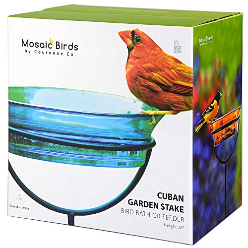 Cuban Garden Bird Bath & Feeder Stake (Aqua Blue)