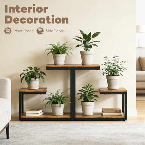 3 Tier Plant Stand Indoor (Black+Brown / 3 Tier)