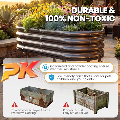 Large Raised Garden Bed with Legs Galvanized Elevated Planter Box 47.2x23.6x29.9 in for Backyard