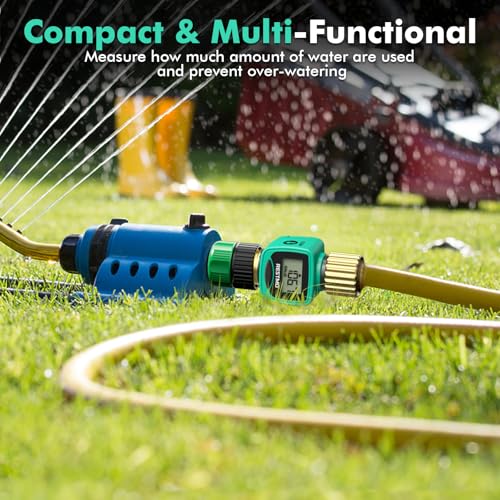 2 Pack] RESTMO Heavy Duty Water Flow Meter with Brass Inlet & Outlet (Green / 2 Pack)