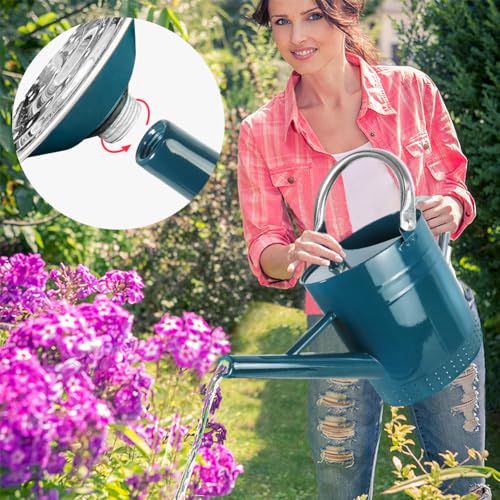 1 Gallon Metal Watering Can with Removable Spout (Ocean Blue)
