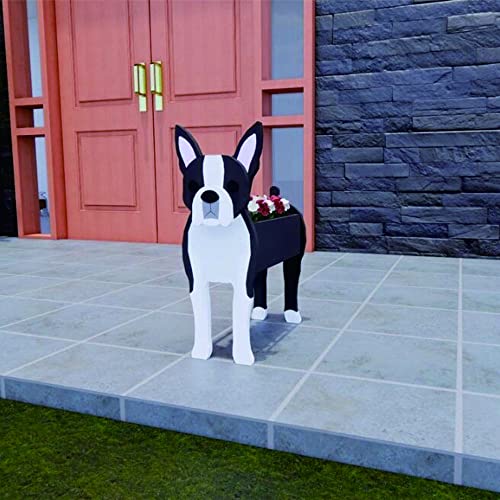 Sweet Lovely Dog Planter Animal Decor Pots Cute Dog Cartoon Shaped Flower Pot Wooden Planter for Indoor Office Outdoor Home Garden Decoration Gift