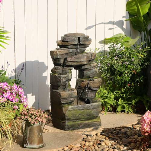 Arch Garden Fountain with LED Lights (Dark Gray)