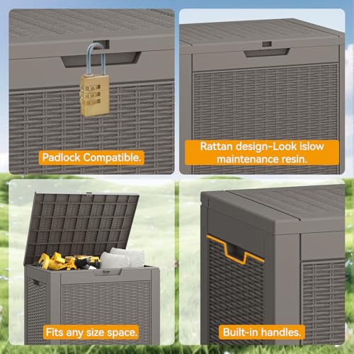 33 Gallon Outdoor Storage Box Waterproof Deck Box for Patio (Grey / 33 Gallon)