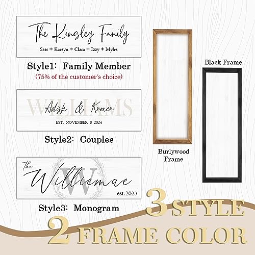Personalized Framed Wooden Family Name Sign for Home Decor Wall