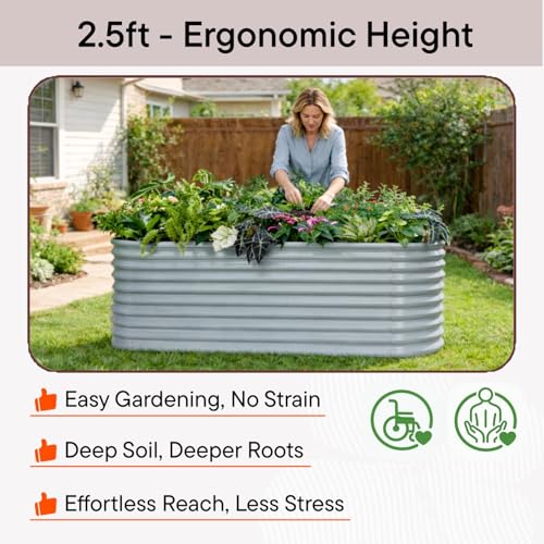 4Pcs 8x2x2.5 ft Galvanized Raised Garden Bed (Gray / 8x2x2.5ft)