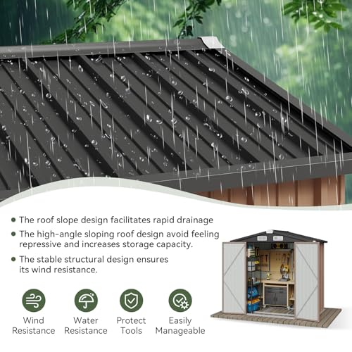 6'x4' Outdoor Storage Shed with Base (Brown / 6'x4')