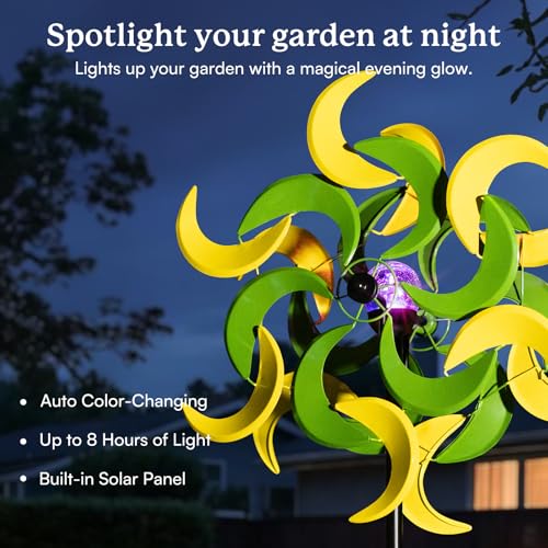 87" Wind Spinner Outdoor with Solar Light (Verdant Moon-Solar Light Version)