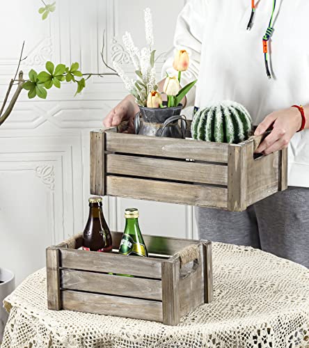 Set of 3 Rustic Wood Nesting Crates (Rustic Gray)
