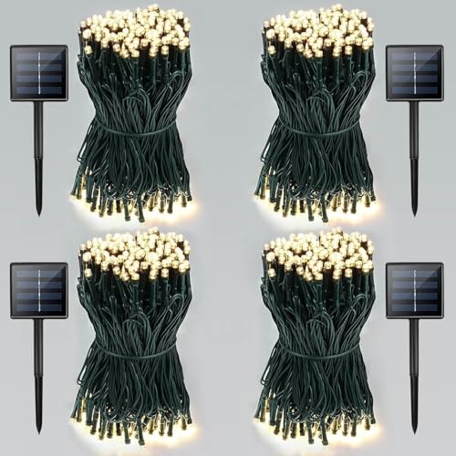 Solar String Lights Outdoor 4 Pack 800 LED 264FT Christmas Light Warm White (Warm White / 4 Pack (800LED))