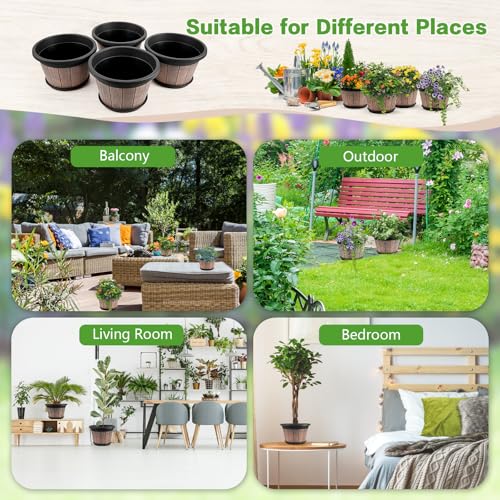 4 Pack 8 inch Pots for Plants (4 Count)