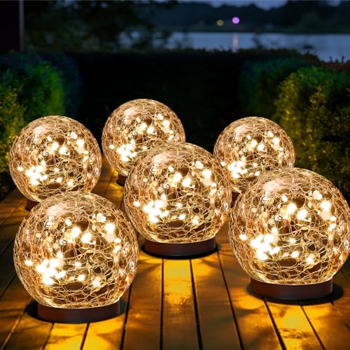 Solar Globe Lights Outdoor Waterproof (Warm White / 6 globes)