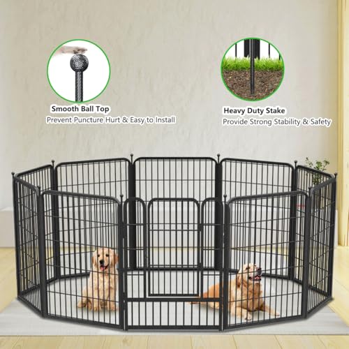Garden Fence with Gate Metal Fencing Outdoor for Yard (1578.6 Sq Ft)