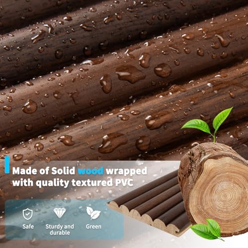 108 x 5.7 Inch Fluted Wood Textured Slat Wall Panel (8Pcs-108 x 5.7 Inch / Beaded Walnut)