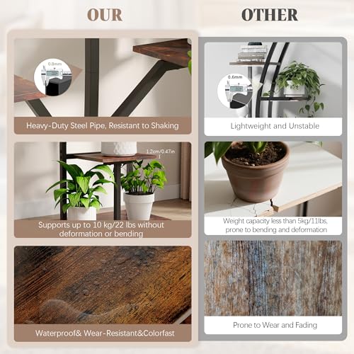 Plant Stand Indoor with Grow Lights 50" Plant Shelf Corner Lighted Plant Stands for Indoor Growing Multiple Metal 7 Tiered Large S (Black-50")