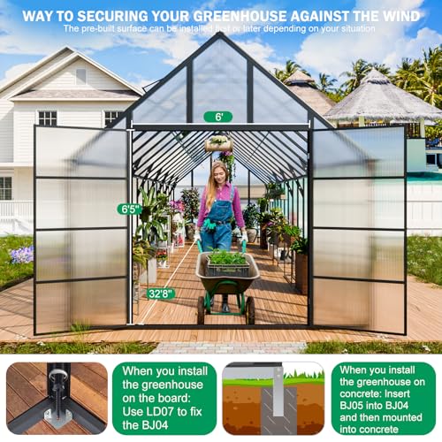 32x10x10 FT Polycarbonate Greenhouse for Outdoors w