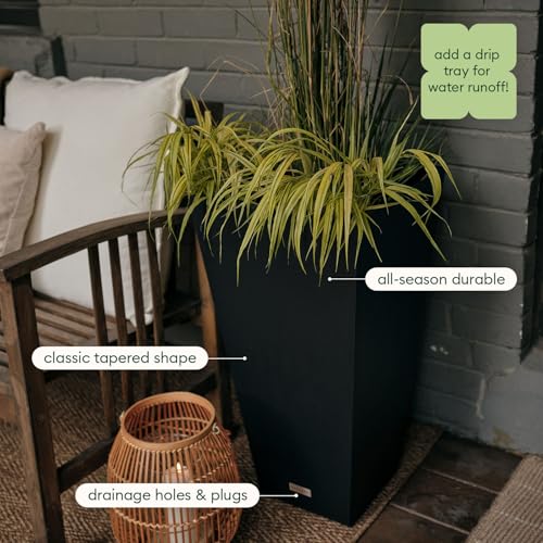Pure Series Taper Planter (Black / 24 inch - 2 Pack)
