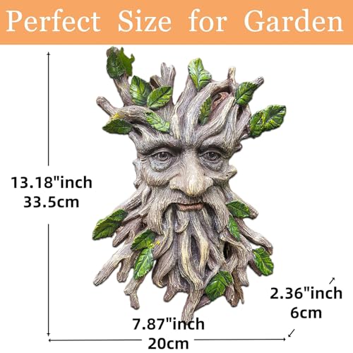 13.2" Real Tree Face Hugger Statue (Green Brown)