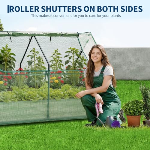 6x3x1 FT Raised Garden Bed with PE Cover & Self (Beige W/ Pe Cover / 6x3x1 ft)