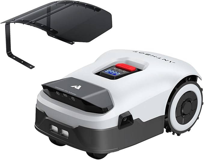 Robot Lawn Mower with Garage - NO Wire Robotic Lawnmower 0.22 Acre, Full Band RTK+4-Eye Vision, Automatic Mapping, 20 Multi-Zone Management, Accurate Obstacle Avoidance, APP Control