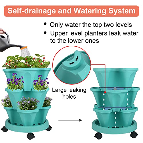 Vertical Planter Tower (Teal / 3 Tier)