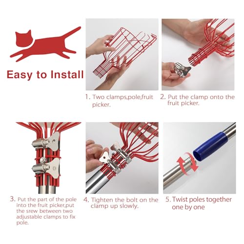 Fruit Picker Pole Tool with Basket Long Handle