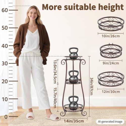 3 Tiers Metal Corner Plant Flower Stand Tall Indoor Outdoor (Bronze / 3 Tier)