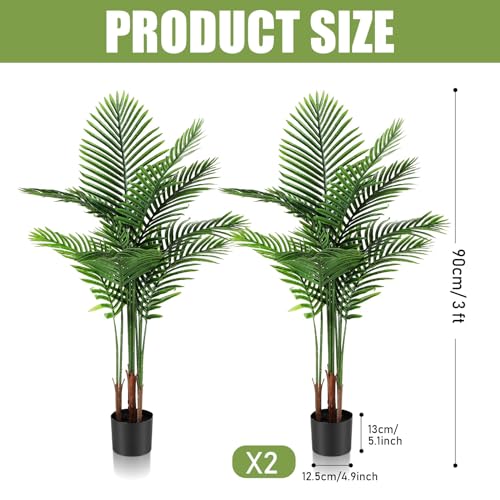 2 Pack Artificial Palm Trees 3Ft (3 feet)