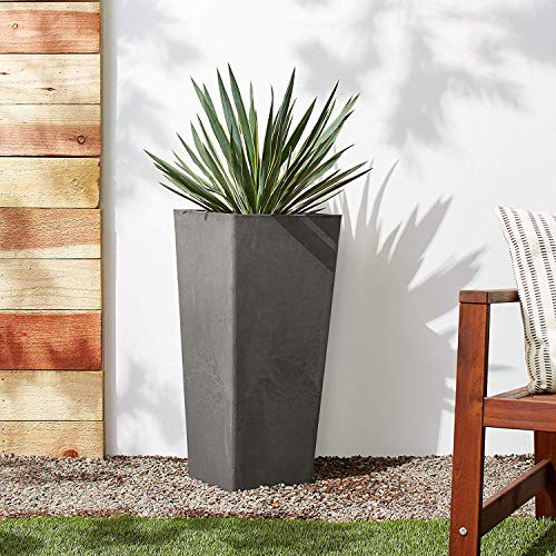 PSW Pot Collection Contempo Tall Square for Indoor and Outdoor Plants and Gardens (Cement Color / 13 by 13 by 28 Inches)