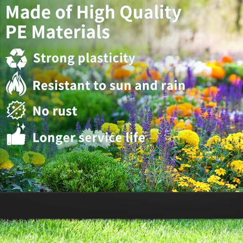 Landscape Edging 4in Tall Garden Edging Borders No Dig 33ft (Black / 4in x 33ft)