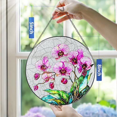 8 Inch Stained Glass Ornament (Orchid)