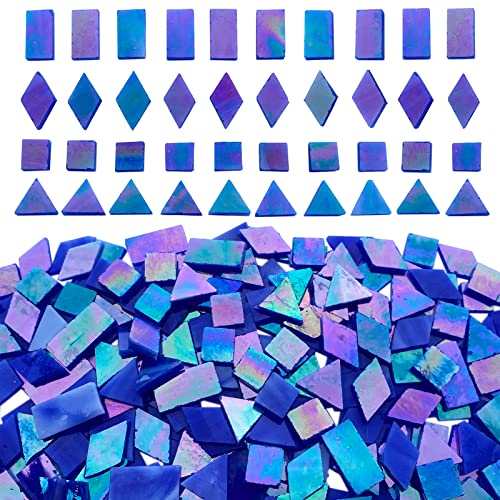 Magic Iridescent Blue Stained Glass Mosaic Tiles (Iridescent Blue-220g)